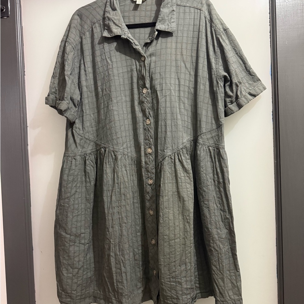 Terra & Sky Olive Button-Up Dress